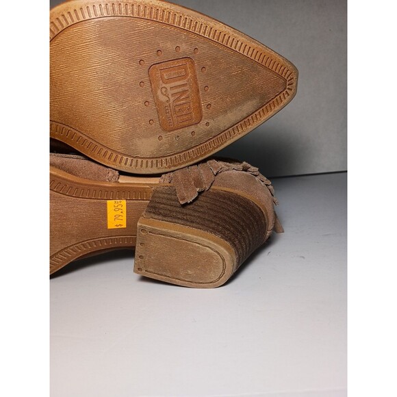 Dingo Tangles Western Bootie Women 7.5M Tan Suede Camel Beige Fringe Pull-on 7.5 - Picture 16 of 16